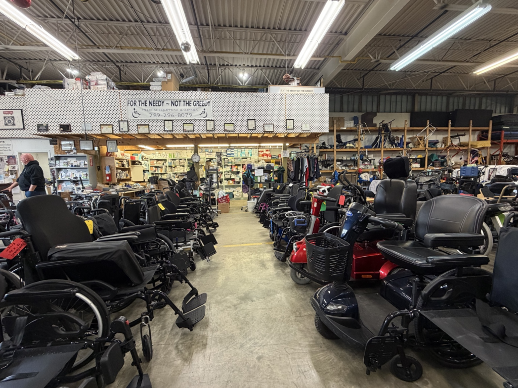 Inside the store where donated equipments are refurbished and reused.